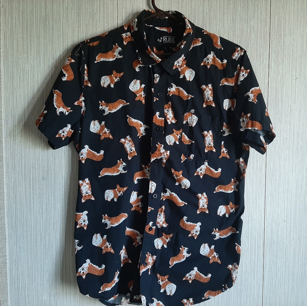 Hot Topic Corgi Button Down Shirt